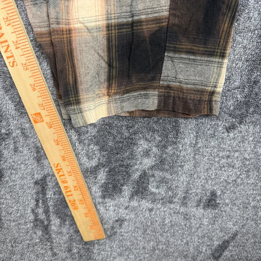 Eddie Bauer Lounge Mens XXL Plaid Flannel Pajama Pants Brown Black Bleached Wash